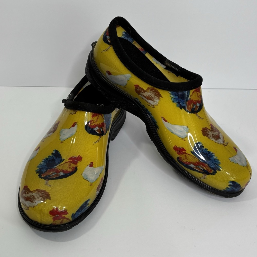 Sloggers Chicken Print Short Rain and Garden Shoes Women's Size 9 Slip On
